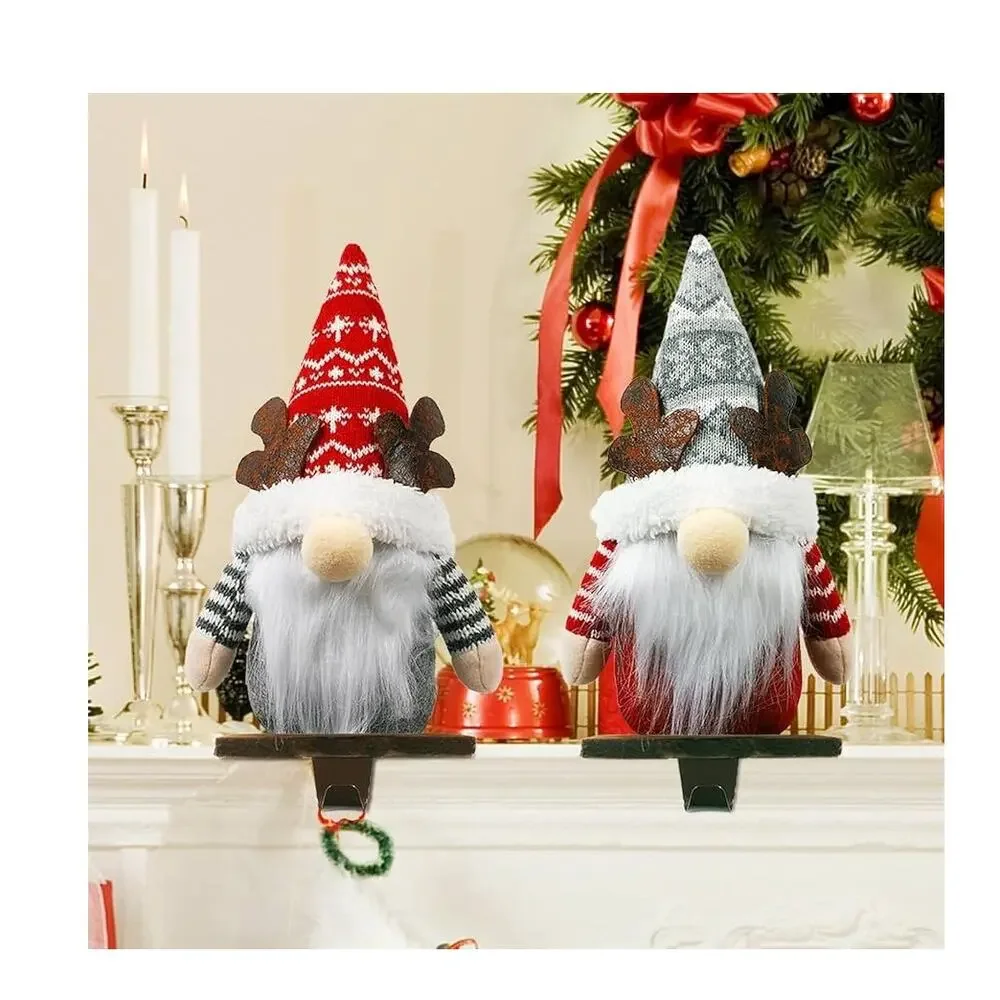 2 Pack Christmas Gnome Stocking Holders,